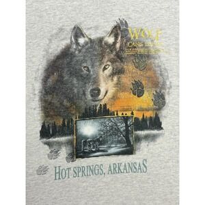Wolf Canis Lupus Graphic‎ T-Shirt Mens Heather Gray Large Vintage 90s Gildan